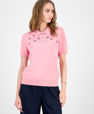 Tommy Hilfiger - Women's Embellished Polo Sweater