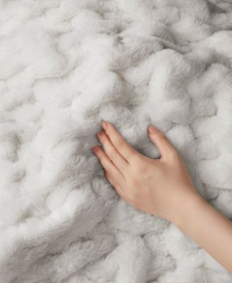 Ruched Reversible Faux-Fur Throw, 50" x 60"