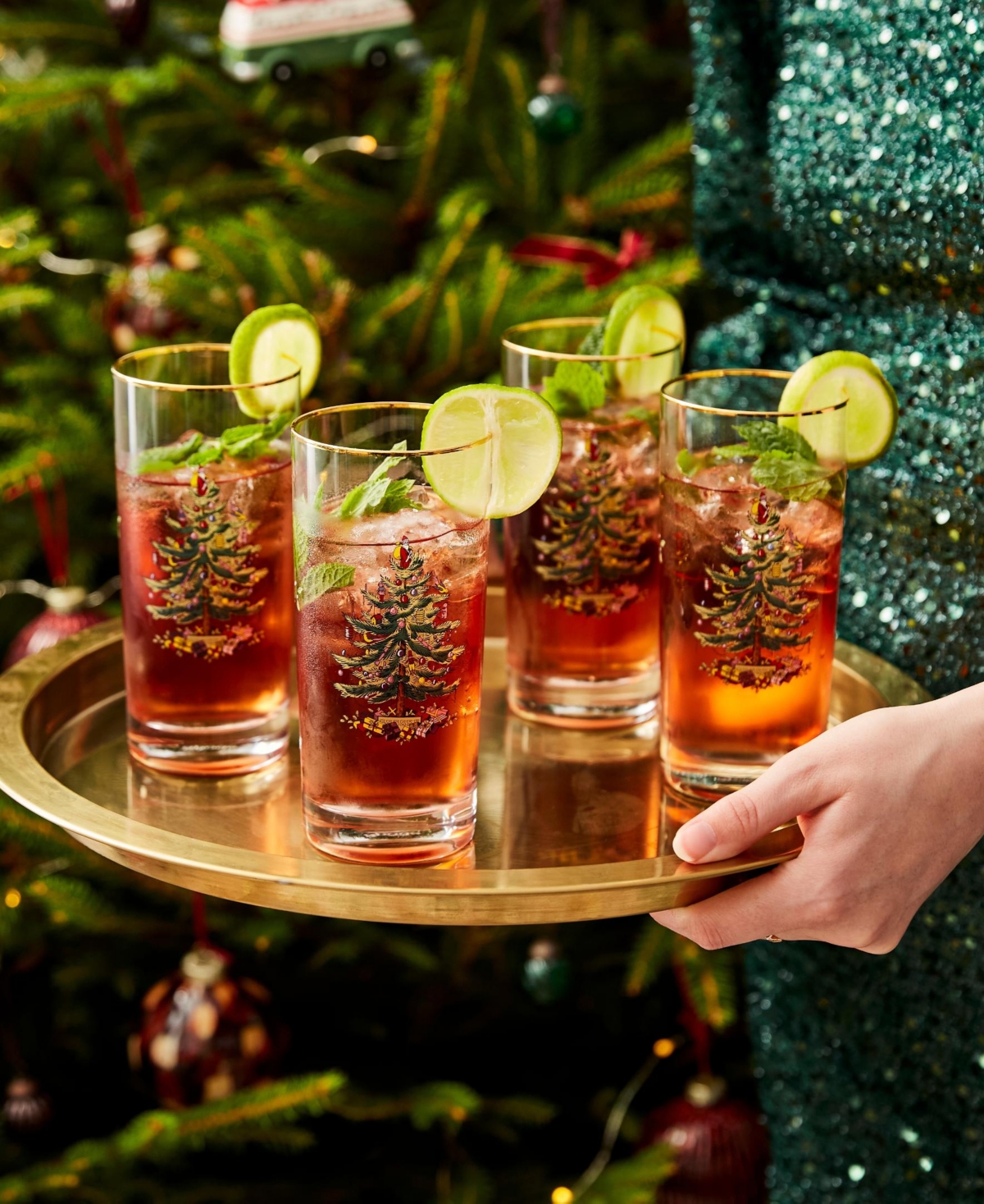 Spode Christmas Tree Glassware Highball Glass, Set of 4