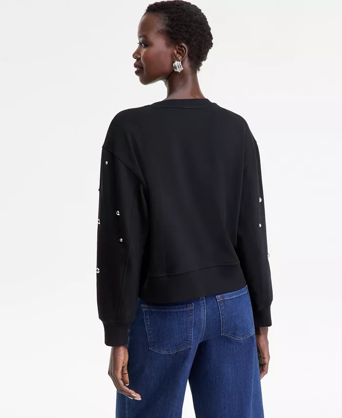 Women's Studded French Terry Sweatshirt - thumbnail 9
