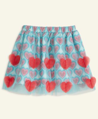 Girls 2T-6X Heart Printed Tulle Skirt, Macy's Exclusive