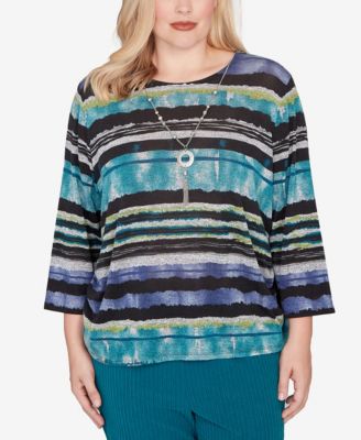 Women's Lake Champlain Biadere Melange Stripe Top with Necklace