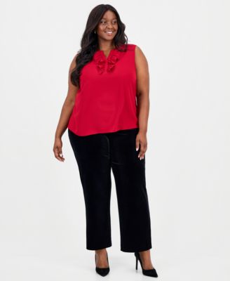 Plus Size Ruffle-Front Sleeveless Top