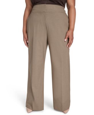 Plus Size Check-Print Wide-Leg Pants