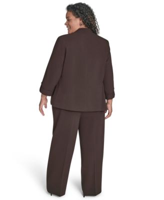 Plus Size Notch-Lapel 3/4-Sleeve Jacket