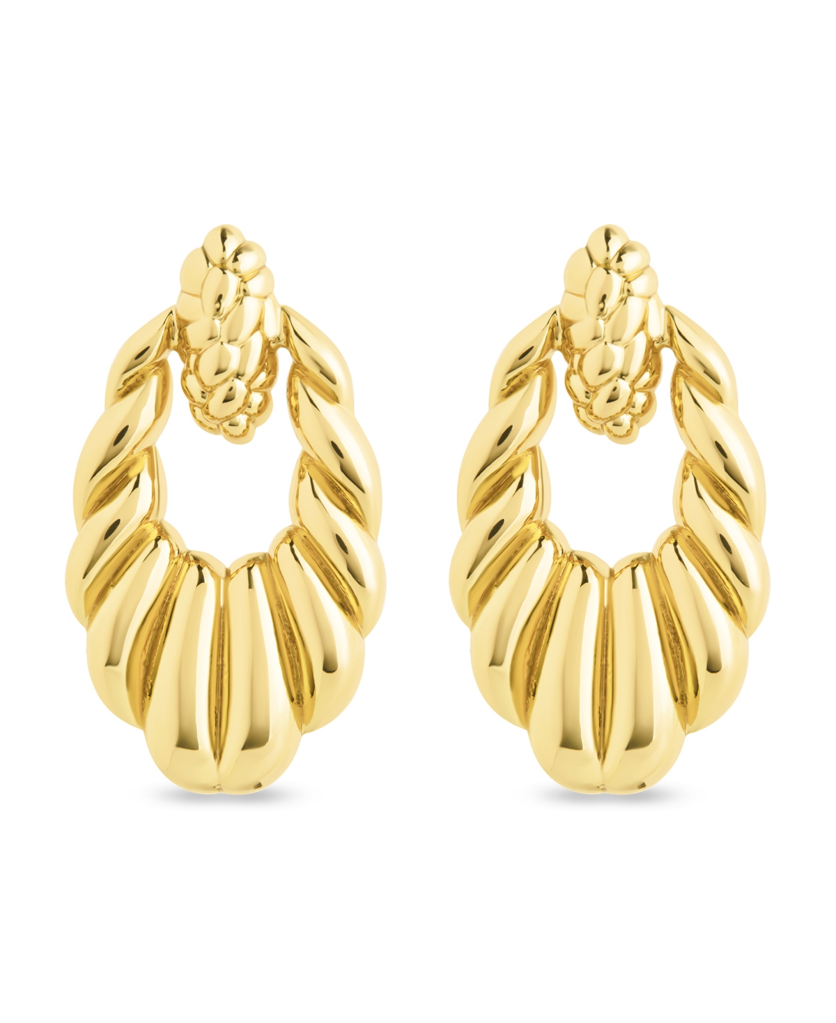 Sterling Forever Enid Textured Door Knocker Stud Earrings In Gold
