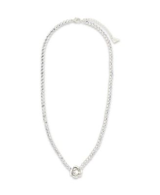 Rosa Cultivated Pearl Flower Cubic Zirconia Tennis Necklace