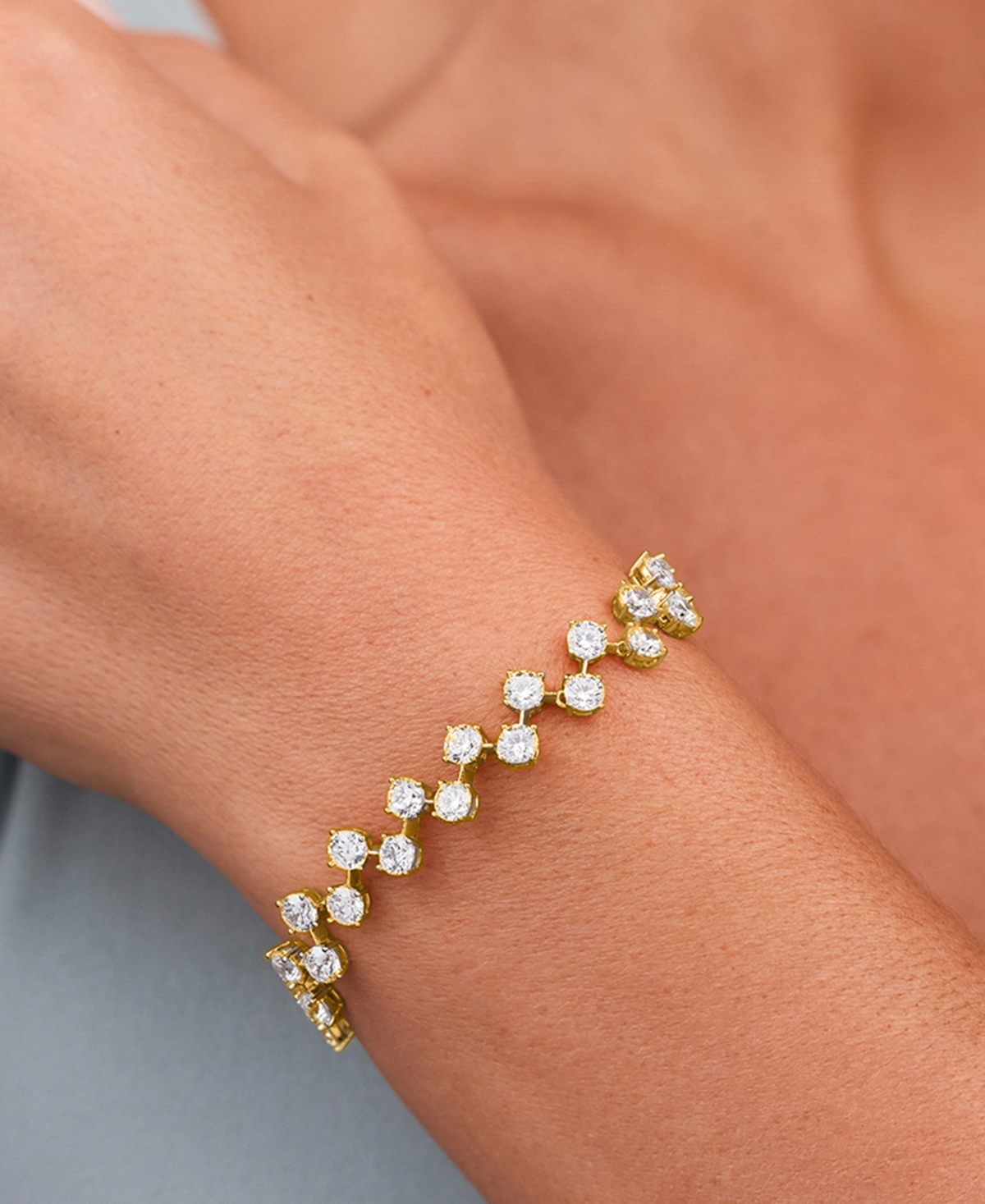 Sterling Forever Carson Cubic Zirconia Classic Tennis In Gold