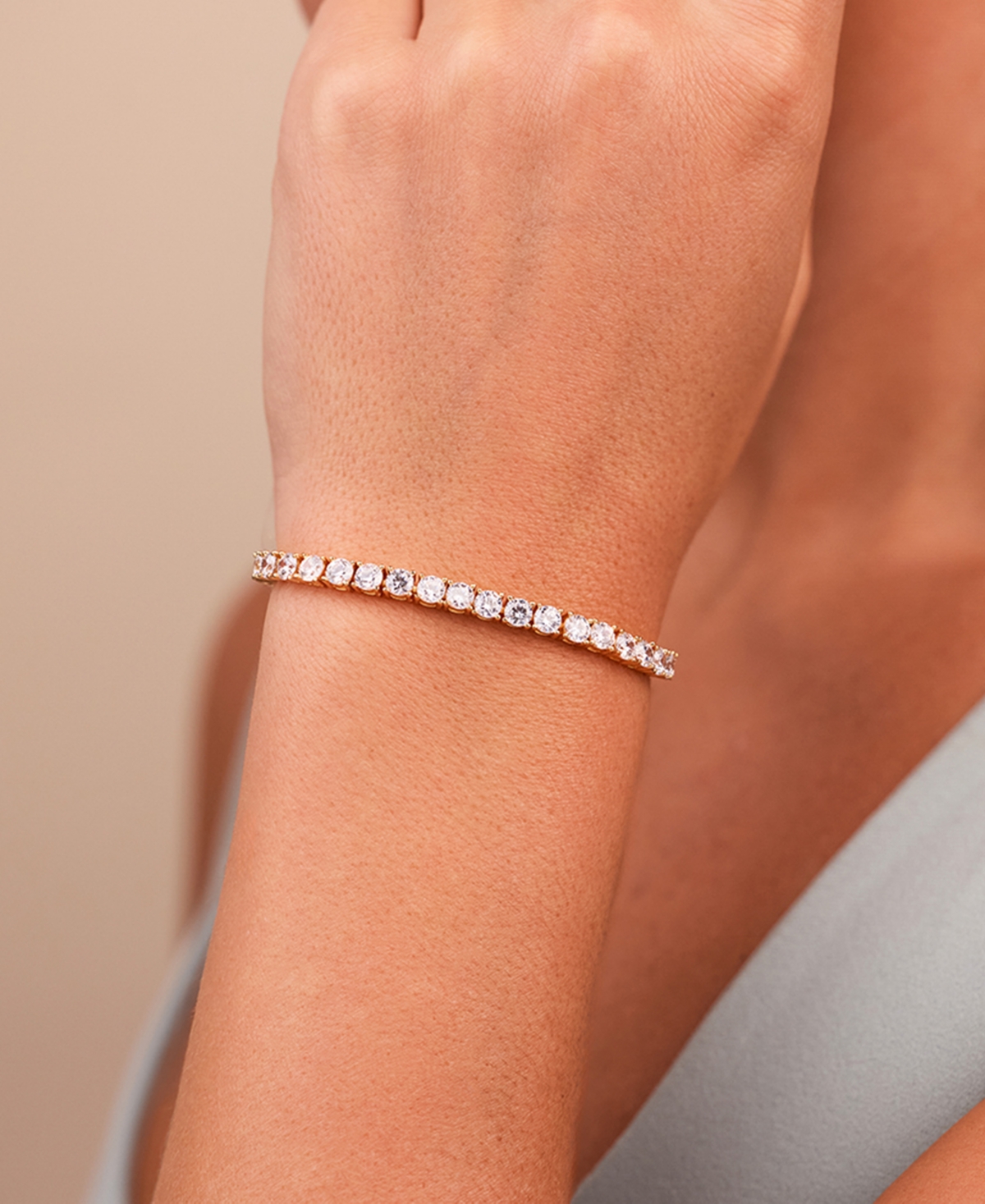 Sterling Forever Brette Cubic Zirconia Tennis Bracelet In Gold