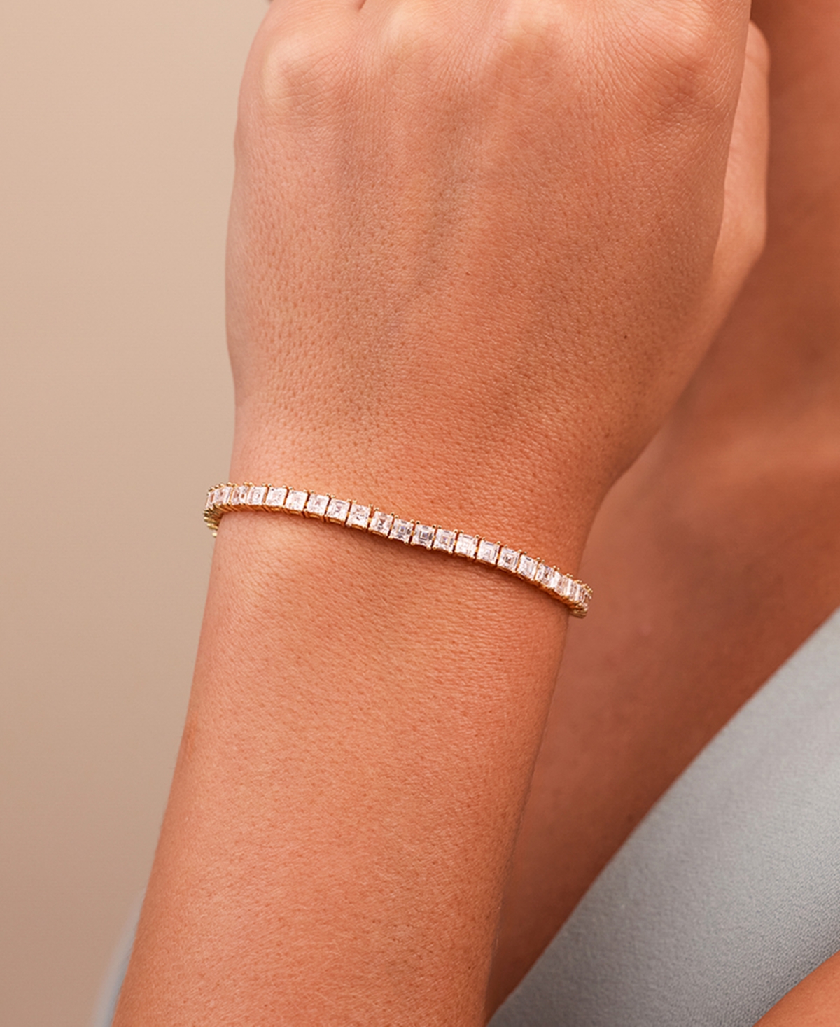 Sterling Forever Brette Cubic Zirconia Tennis Bracelet In Gold