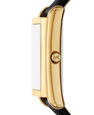 Women's Essex Three-Hand Black Leather Watch, 26x36mm