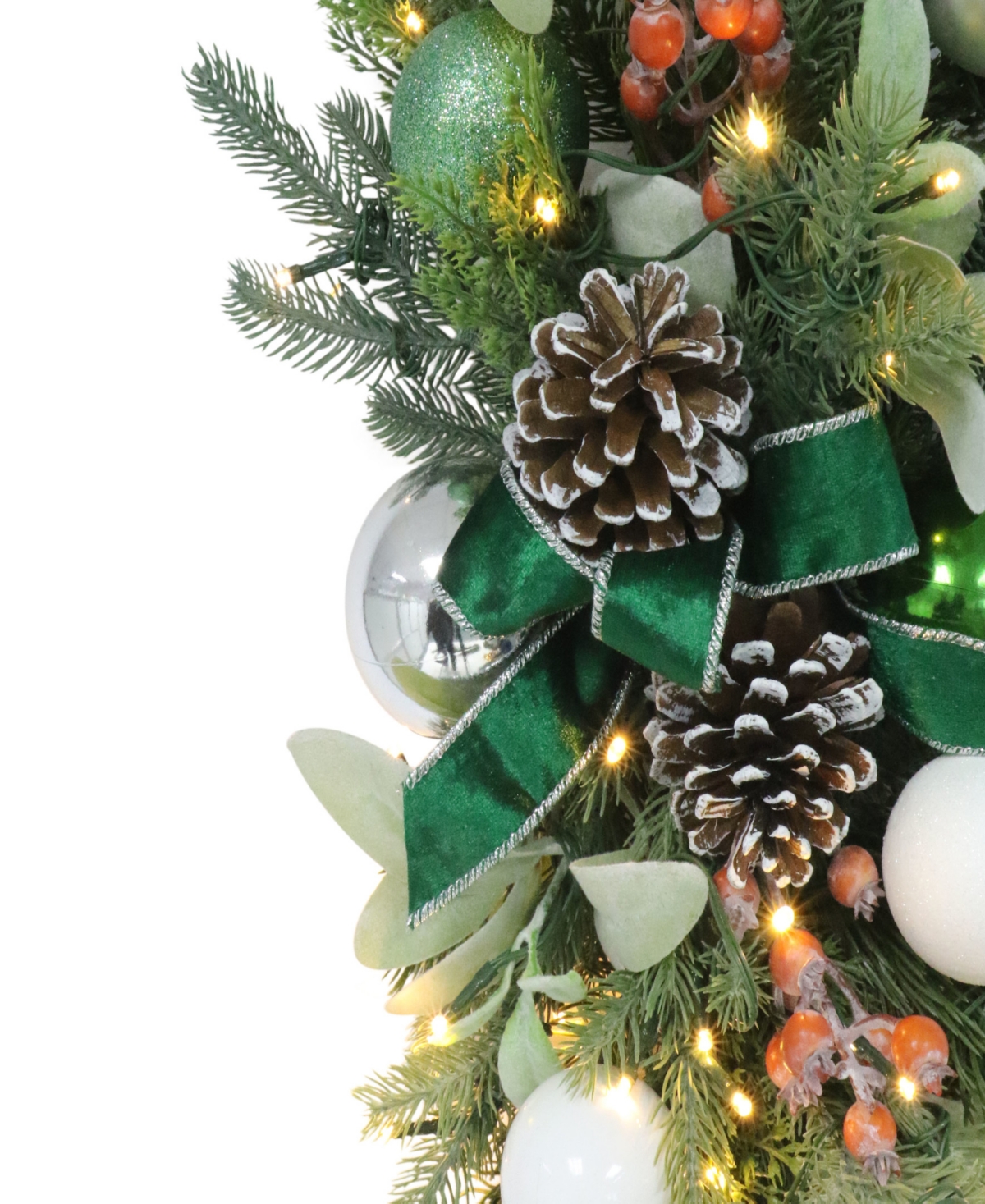 Puleo 28" Pre-lit Adorned Banister Swag In Green
