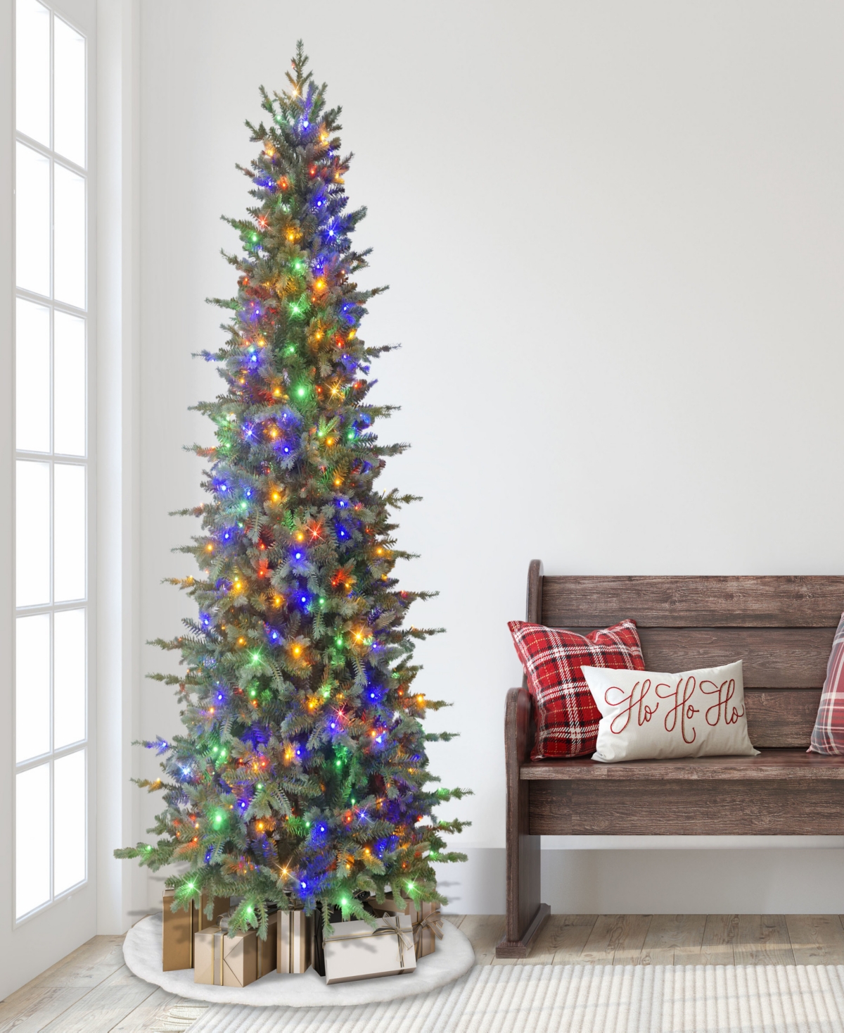 Puleo 7.5' Pre-lit Slim Linden Fir Artificial Tree In Green