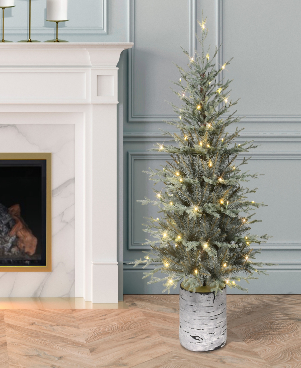 Puleo 4.5' Pre-lit Artificial Potted Arctic Fir Tree In Blue