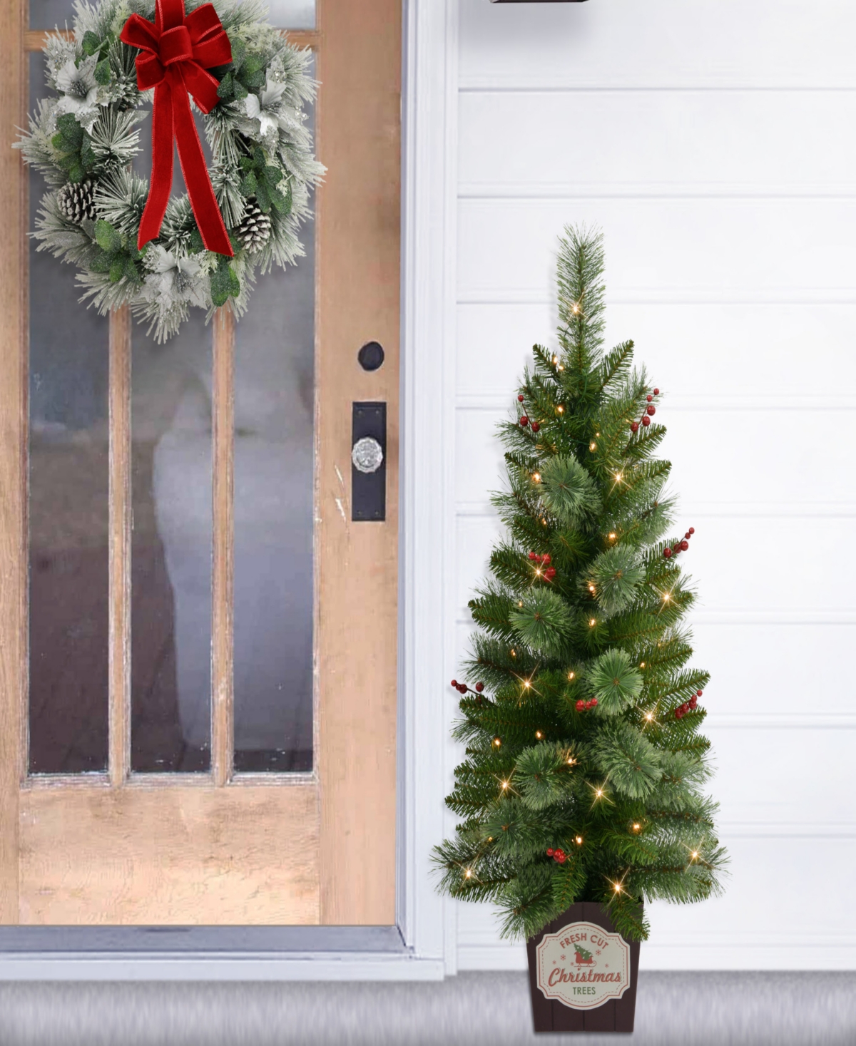 Puleo 3.5' Artificial Cashmere Pre-Lit Potted Christmas Tree