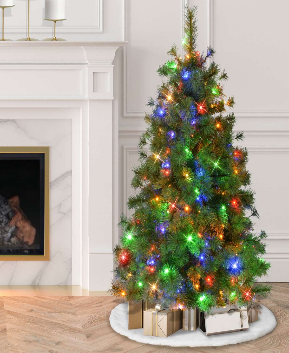 Puleo 4.5' Pre-lit Artificial Colorado Pine Christmas Tree With Dual Function Led Lights In Green