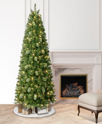 Puleo 7.5' Pre-Lit Artificial Slim Teton Pine Tree with LED Lights