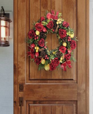 Puleo 26" Pre-Lit Artificial Adorned Christmas Wreath