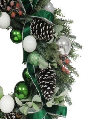 Puleo 26" Pre-Lit Artificial Adorned Christmas Wreath