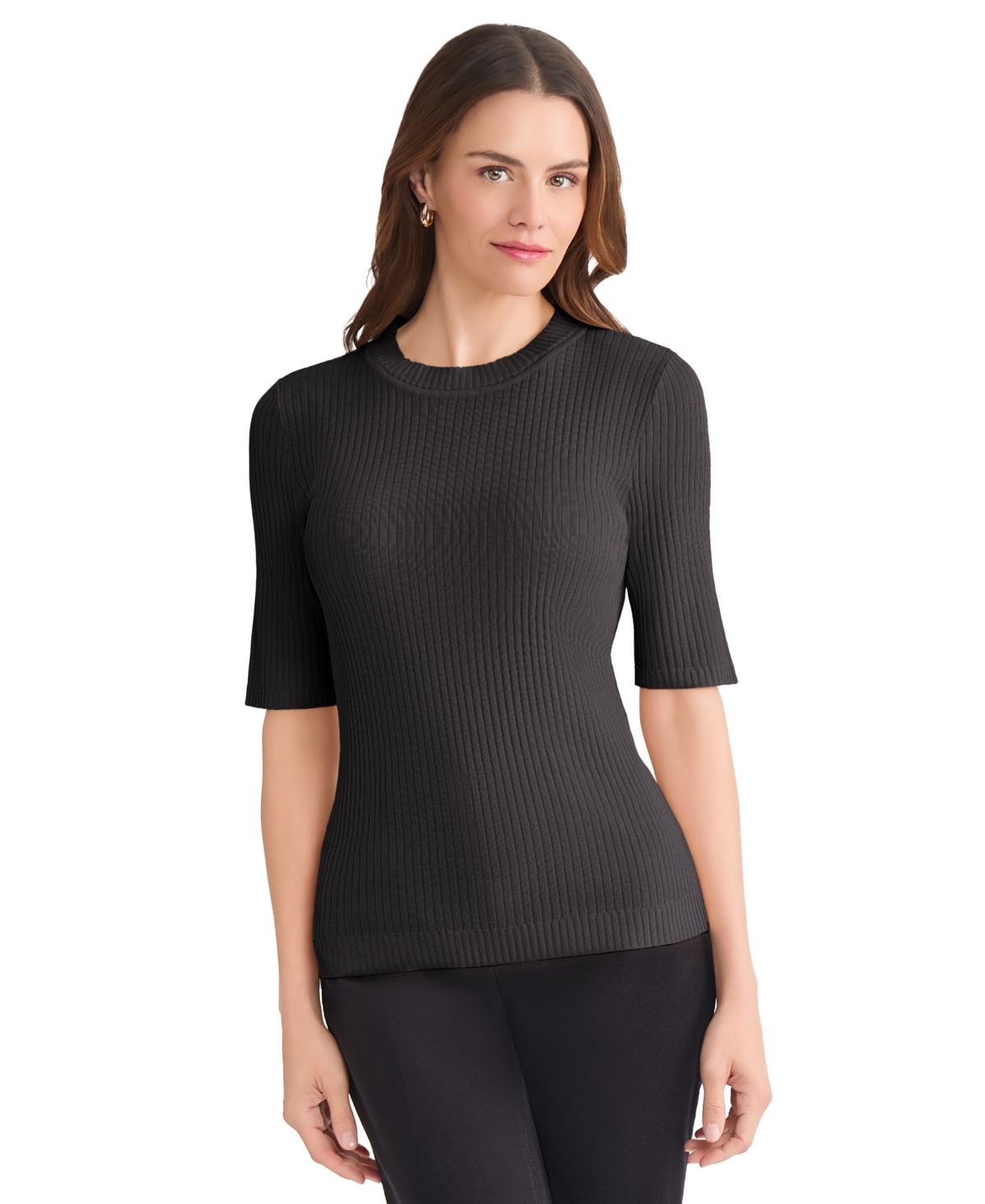 Jones New York Women's Crew Neck Sutton Sweater In Black