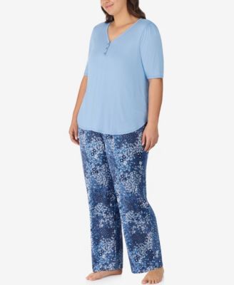Plus Size 2-Piece V-Neck Top and Pants Pajama Set