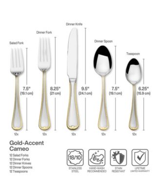 Cameo Gold 65 Pc. Flatware Set, Service for 12