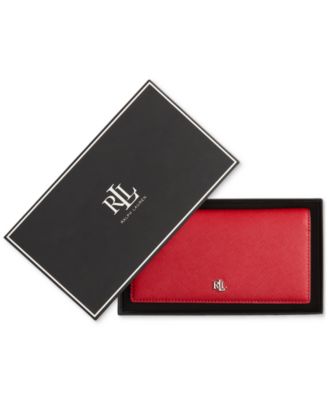 Boxed Crosshatch Leather Slim Snapped-Closure Wallet