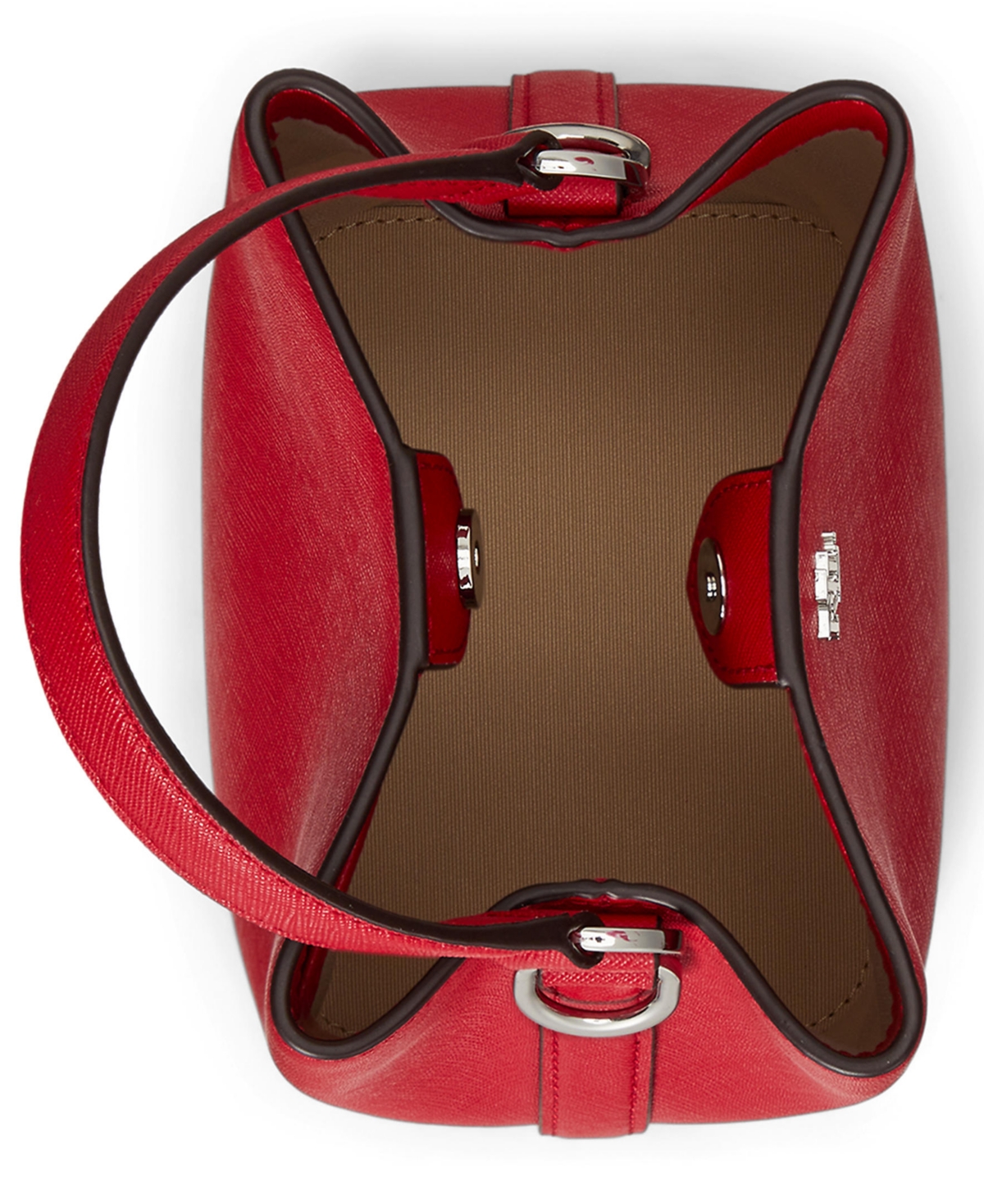 Ralph Lauren Crosshatch Leather Small Reese Bucket Bag In Red