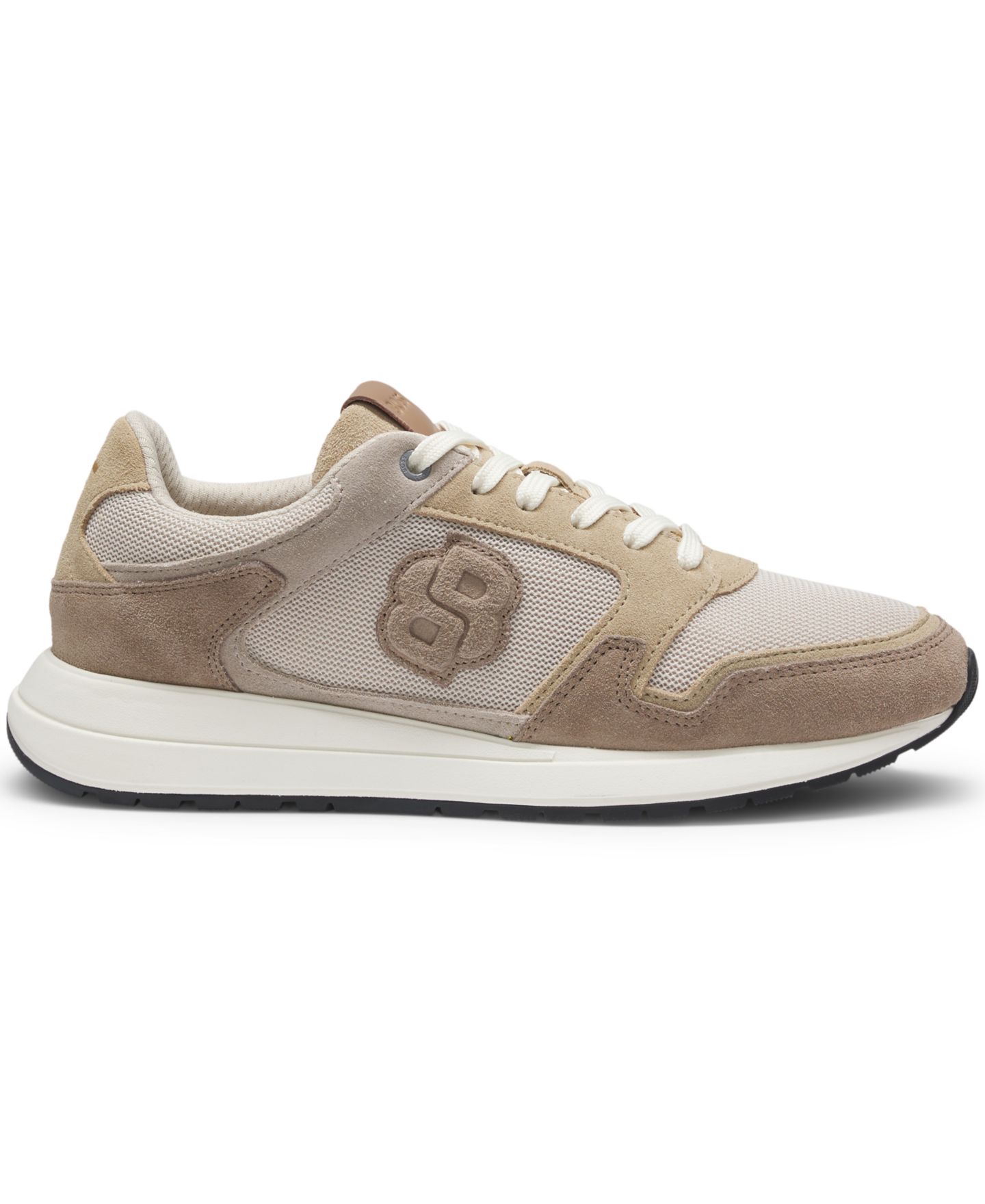 Мужские кроссовки Hugo Boss Double B Monogram Suede Trainers, цвет: Бежевый — фото 2