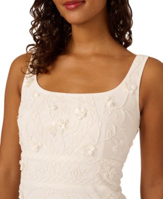 Women's Beaded 3D Flower Sleeveless Dress