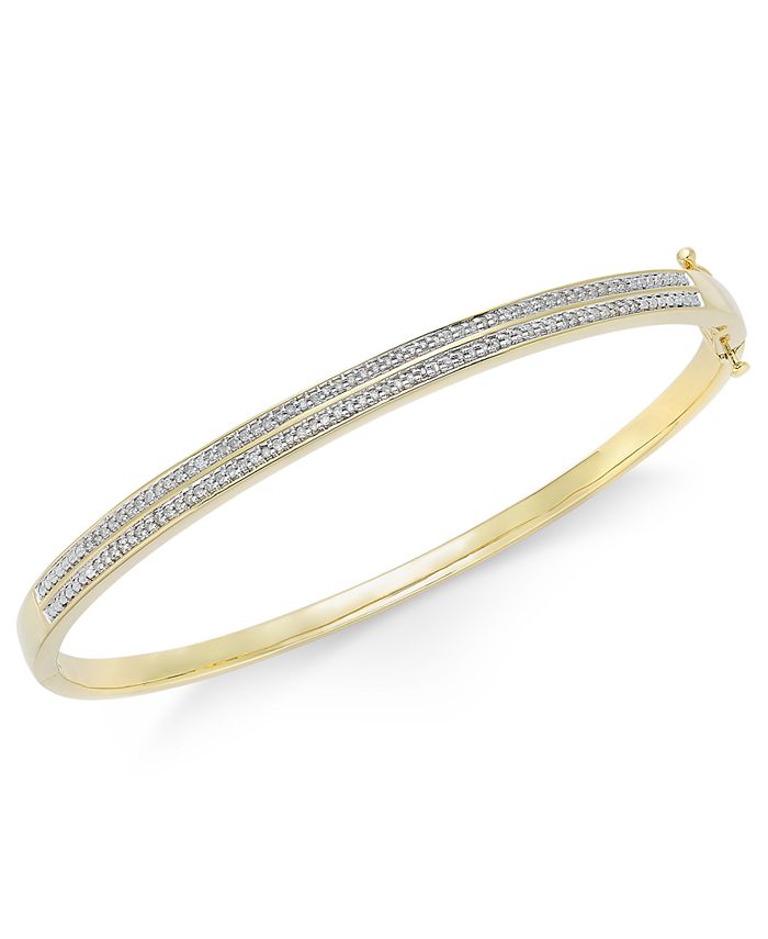 Macy's - Diamond Pav&eacute; Bangle Bracelet (1/4 ct. tw.) in 14k Gold Over Sterling Silver