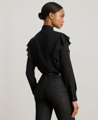 Women's Ruffle Detail Tie-Neck Blouse