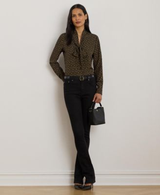 Women's Chain-Print Tie-Neck Blouse