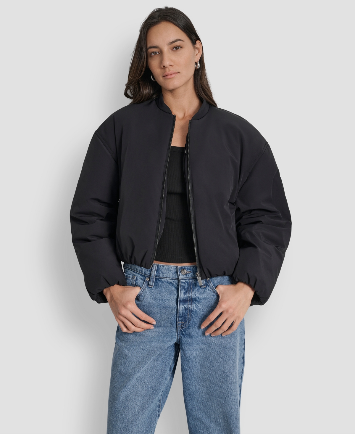 Dkny Jeans Women's Long Sleeve Bomber Jacket In Black