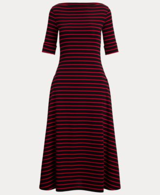 Women's Striped Stretch Cotton Midi Dress
