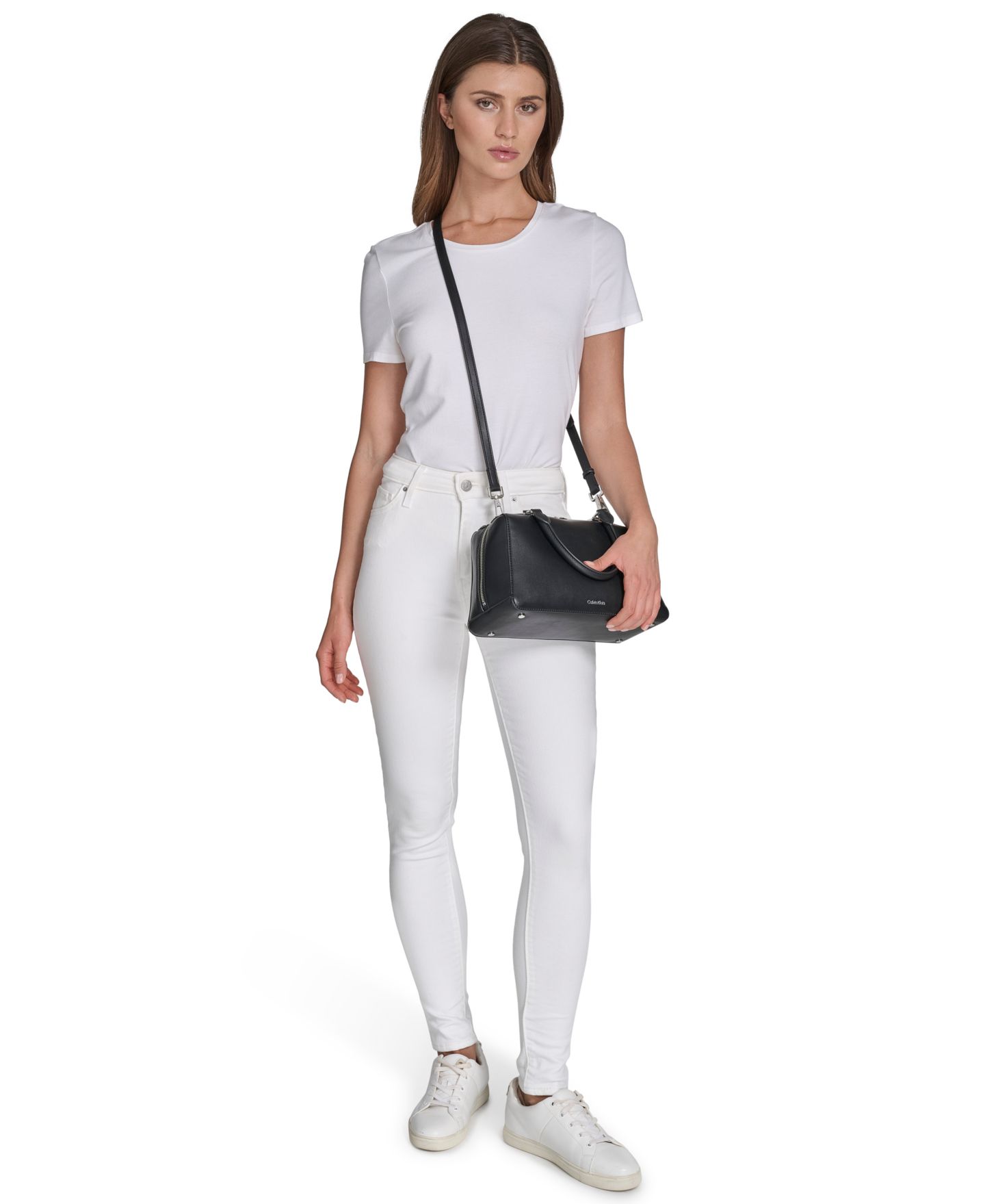 Женская сумка Calvin Klein Lori Top Zipper Convertible Satchel, цвет: Чёрный — фото 5