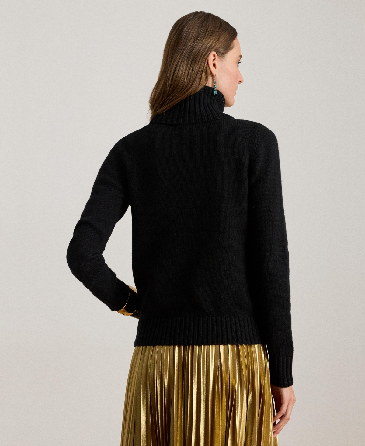 Ralph Lauren Women's Logo Detail Turtle Neck Sweater In Black