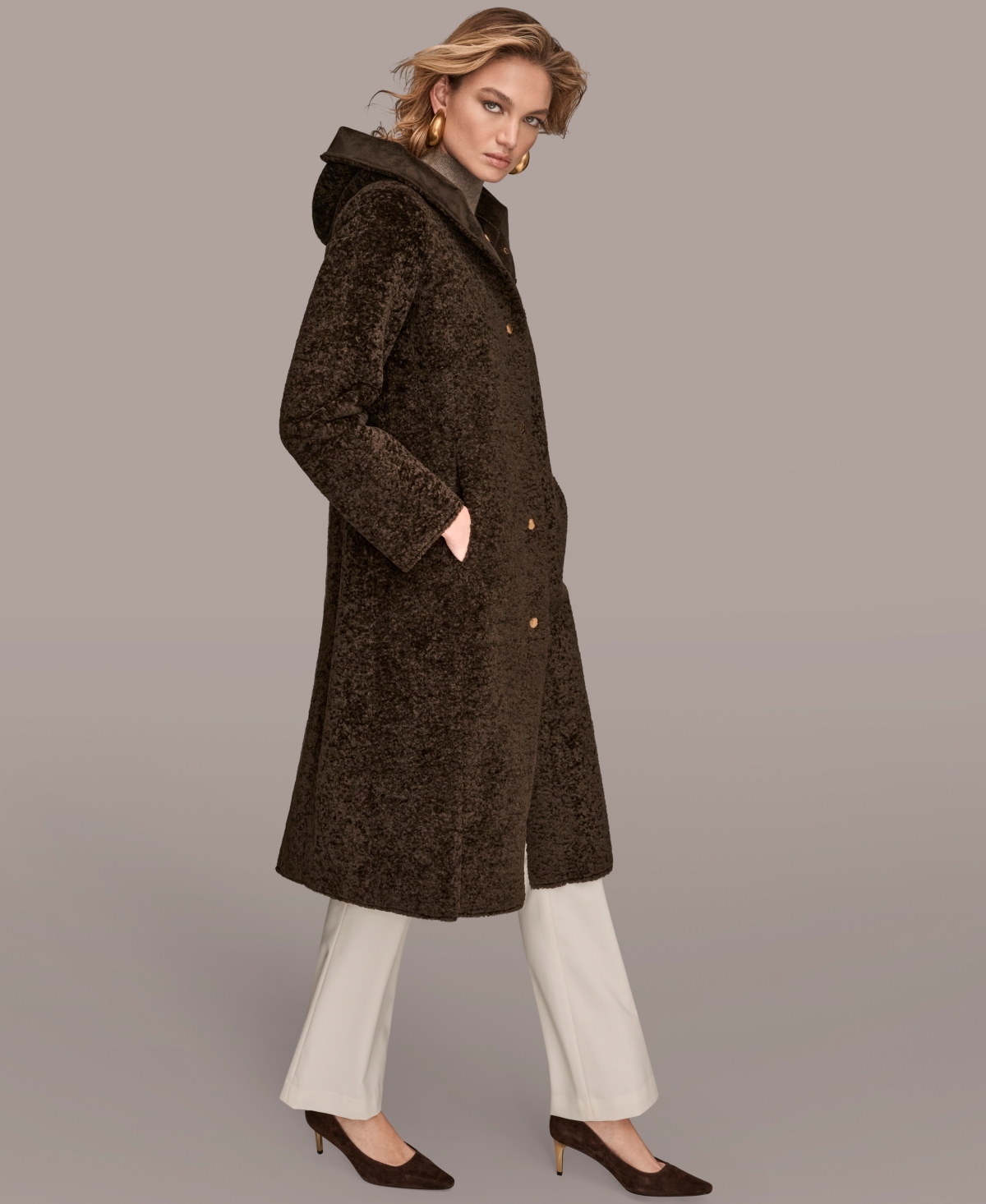 Donna Karan Women's Hooded Maxi Coat In Green