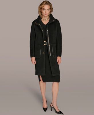 Women's Snap Button Scarf Coat