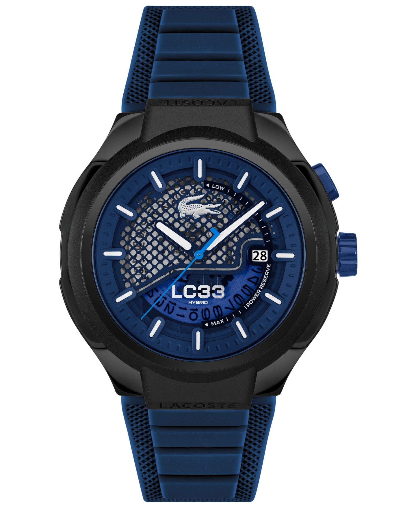 Мужские часы Lacoste LC33 Mech Hybrid Automatic Blue Silicone Strap Watch, 44mm — фото 1