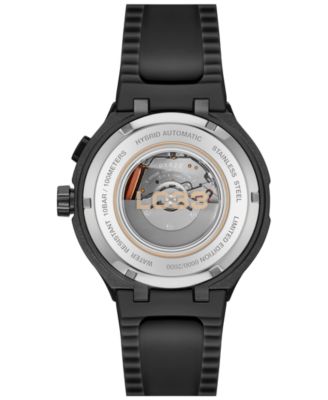 Men's LC33 Mech Hybrid Automatic Black Silicone Strap Watch, 44mm