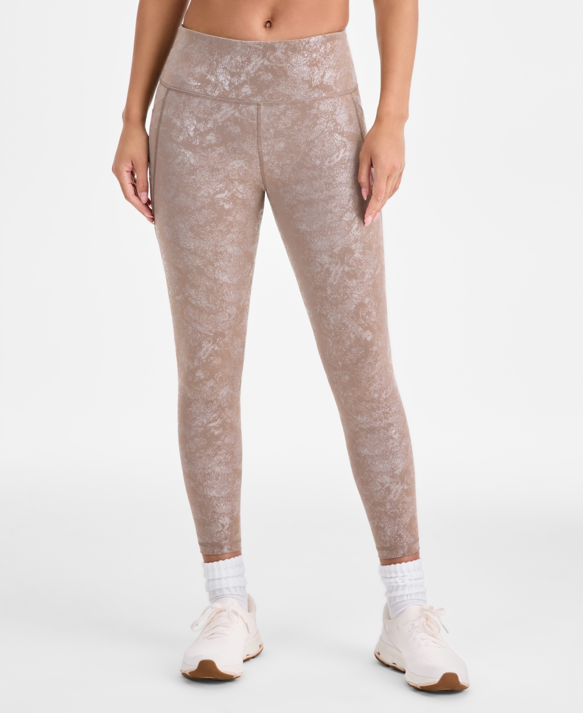 Id Ideology Women's Shine Compression Leggings, Macy's Exclusive In Brown