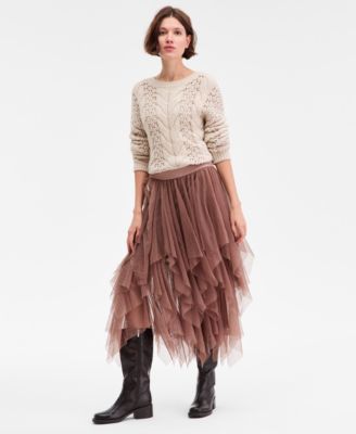 Lucky Brand - Women's Tiered Ruffle Mesh Skirt