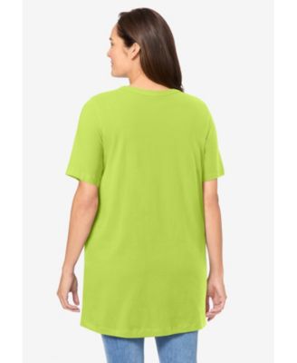 Plus Size Within Perfect Short-Sleeve Shirred V-Neck Tunic Top