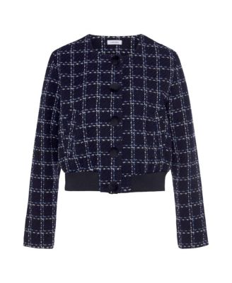 Women's Round Neckline Tweed Jacket