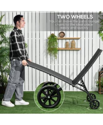 2 Piece Chaise Lounge Chair Pool Chairs with Wheels,