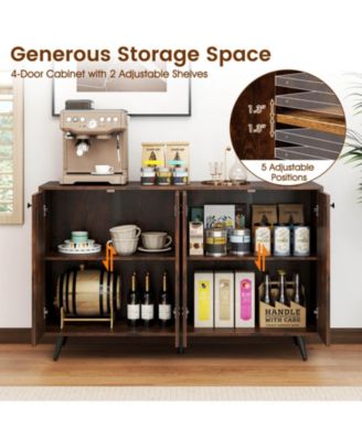 Buffet Sideboard Mid Century Modern 4-Door Storage Cabinet 50" Accent Cabinet