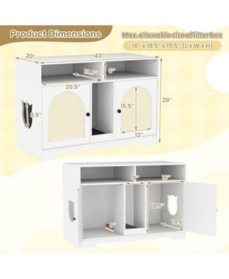 43" Hidden Cat Washroom Furniture with Storage Double Rooms Scratching Board