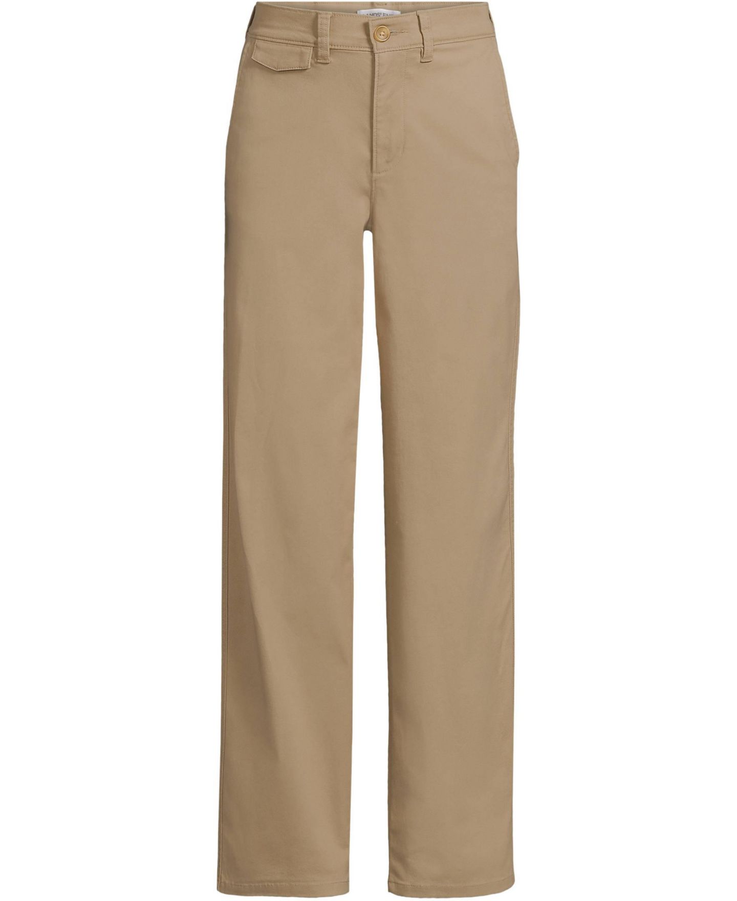 Женские брюки Lands' End Petite Chino High Rise Rail Straight Leg, цвет: Пустынный рыжевато-коричневый — фото 2