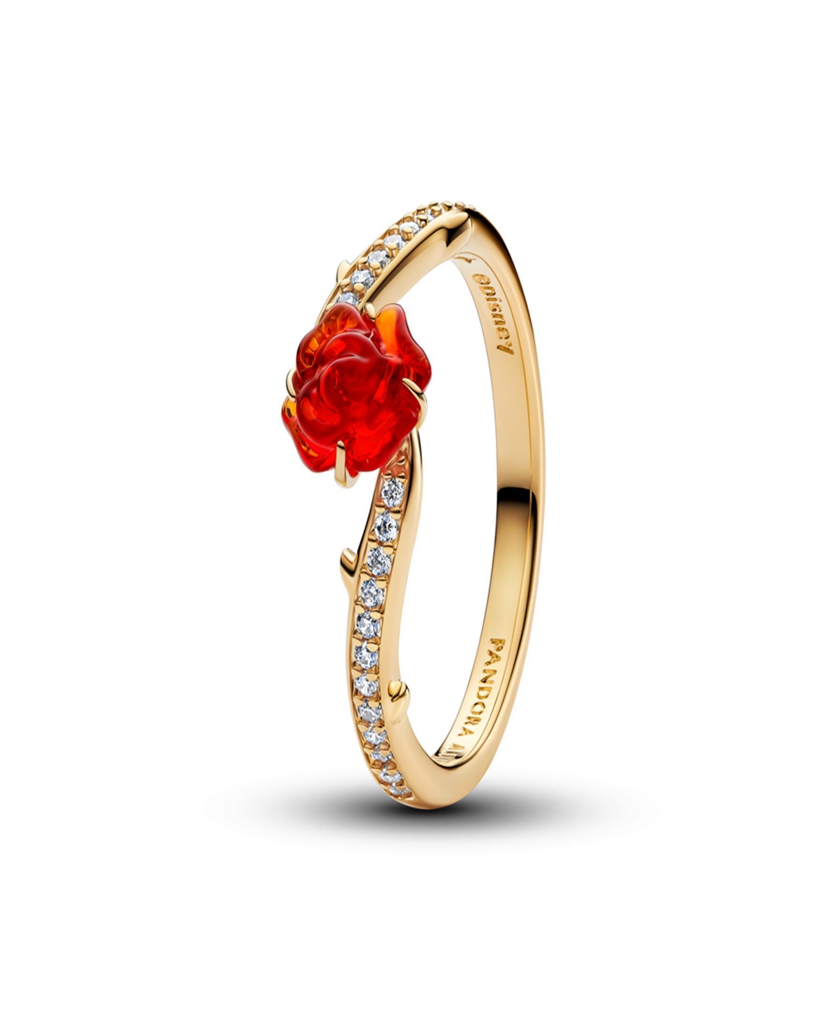 Pandora Disney Beauty And The Beast Enchanted Rose Ring In Gold